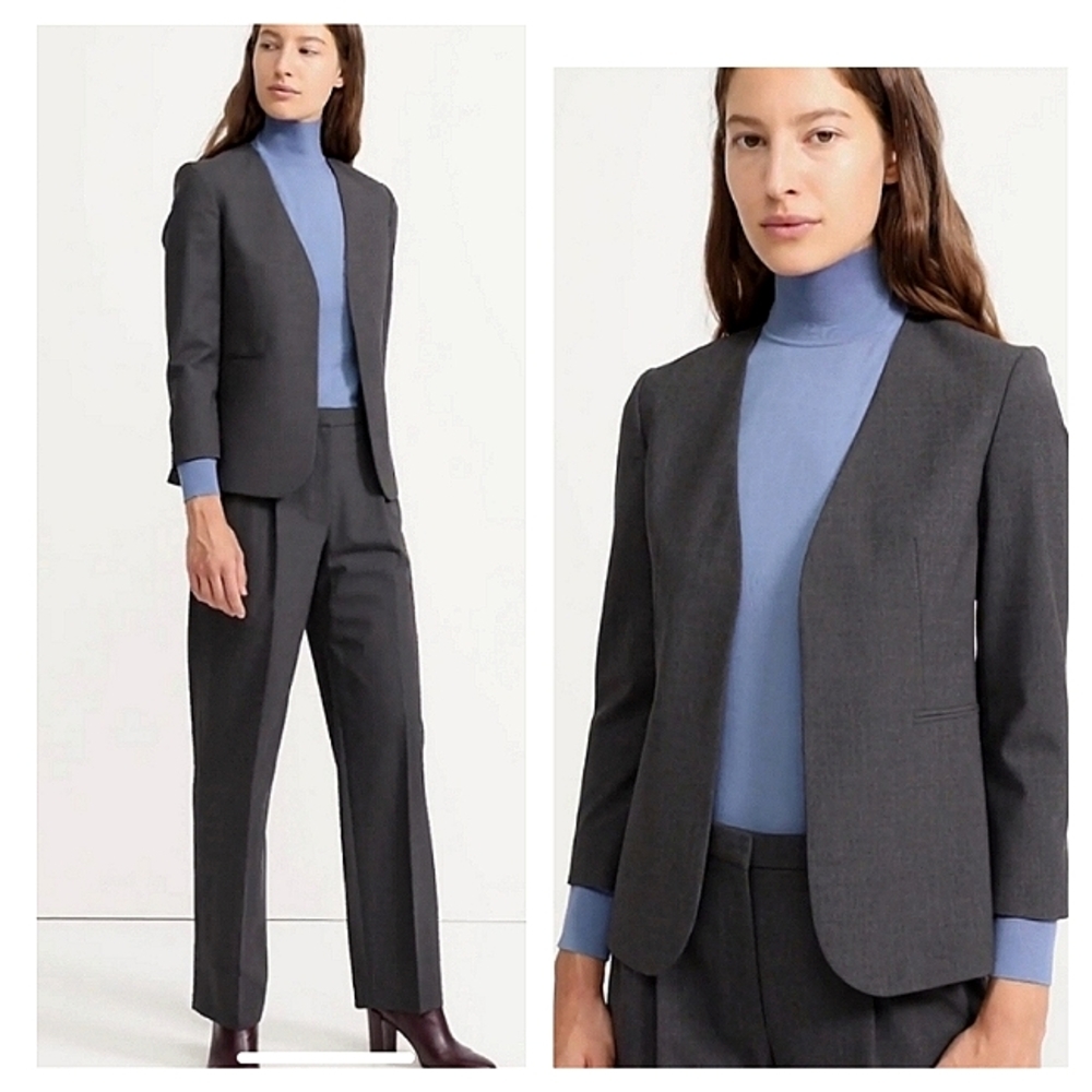 New Theory Lindrayia Blazer Traceable Wool Dark Cement Size 8